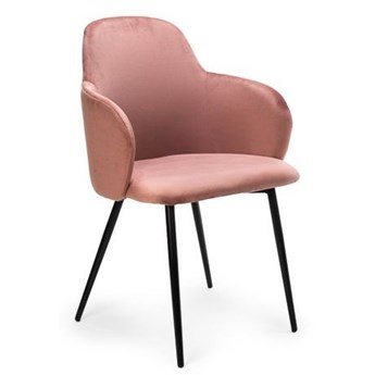 Krzesło z podłokietnikami różowe, czarny stelaż MADRYT Velvet
