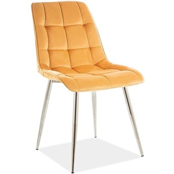 Krzesło tapicerowane CHIC VELVET BLUVEL 68 w kolorze curry na chromowanych nogach