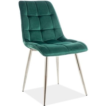 Krzesło tapicerowane CHIC VELVET BLUVEL 78 w kolorze zielonym na chromowanych nogach