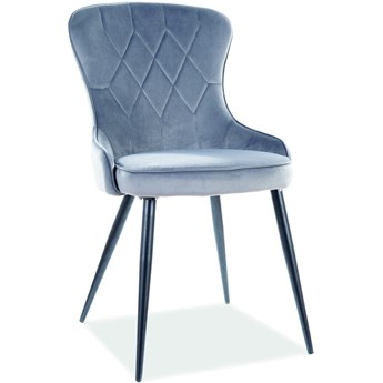 Szare krzesło tapicerowane LOTUS VELV BLUVEL 14, czarne metalowe nogi