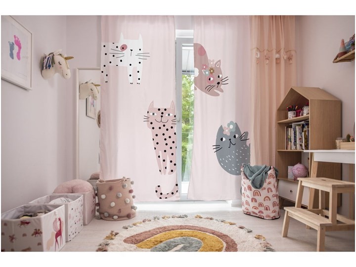 Różowa firanka dziecięca 250x110 cm Meow Meow - Butter Kings Bawełna Wzór Dla dzieci Kolor Różowy