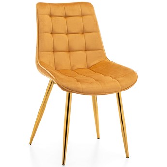 Krzesło welurowe na złotych nogach ART831C curry