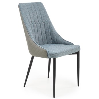 Krzesło tapicerowane jasny szary/niebieski eco skóra/tkanina K448 na czarnych nogach