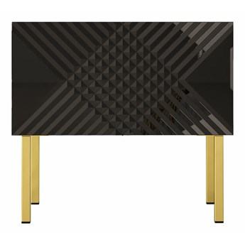 SELSEY Szafka nocna Midrin 50x35 cm czarny mat / czarny połysk ze złotymi nogami