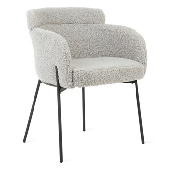 Krzesło FLUFFY szare w tkaninie TEDDY BOUCLÉ 57x60x78 cm - Homla