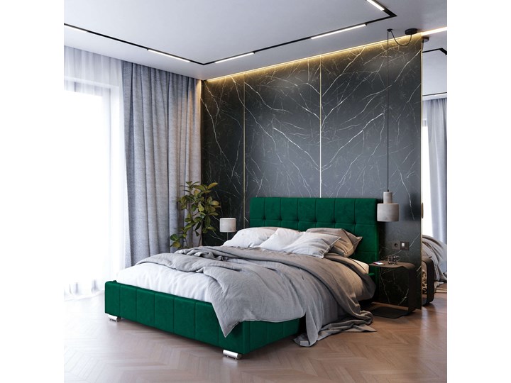Łóżko 160x200 z pojemnikiem LB-150 zielone Tkanina Łóżko pikowane Kategoria Łóżka do sypialni