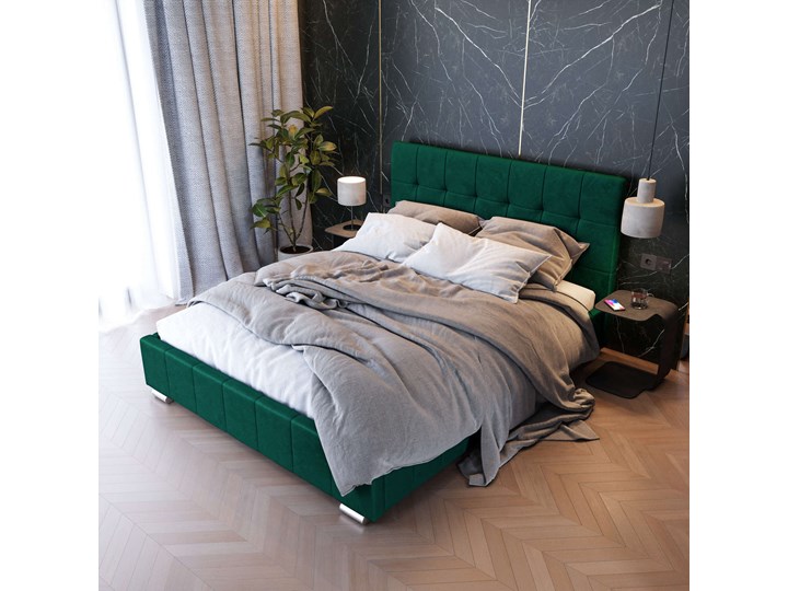 Łóżko 160x200 z pojemnikiem LB-150 zielone Łóżko pikowane Tkanina Rozmiar materaca 160x200 cm