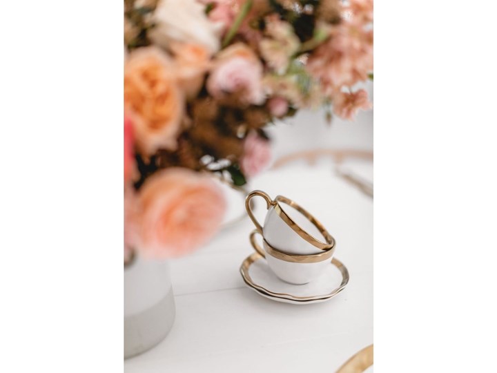 Filiżanka ze spodkiem porcelanowa biała 15x11 cm Kategoria Filiżanki Filiżanka do kawy Ceramika Porcelana Filiżanka do herbaty Kolor Biały
