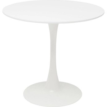 Stół do małej jadalni okrągły biały na jednej metalowej nodze  Ø80x72 cm
