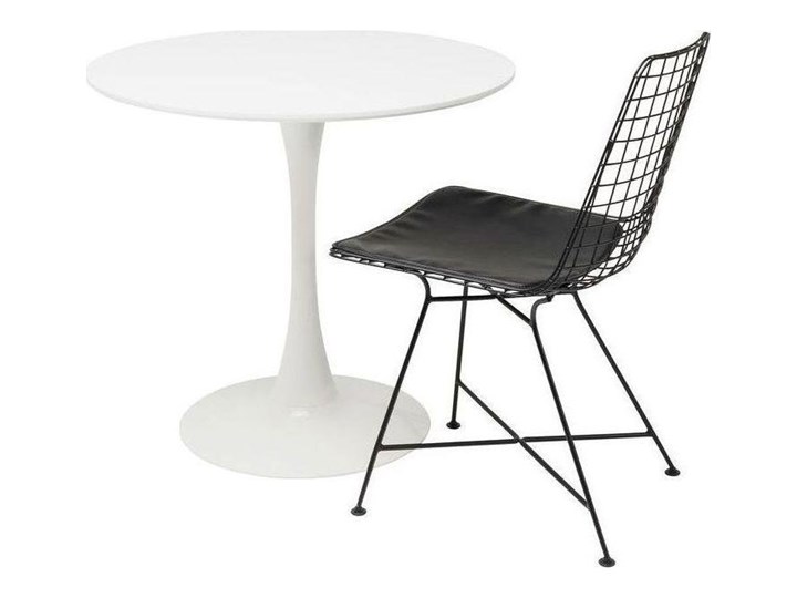 Stół do małej jadalni okrągły biały na jednej metalowej nodze Ø80x72 cm Płyta MDF Stal Kategoria Stoły kuchenne