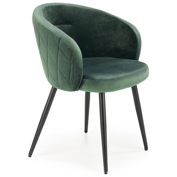 Krzesło tapicerowane z podłokietnikami velvet ciemna zieleń K430 czarne nogi