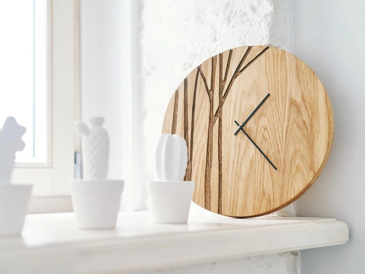 Zegar Ścienny Nowoczesny minimalistyczny projekt drzewa, unikalny 30 cm