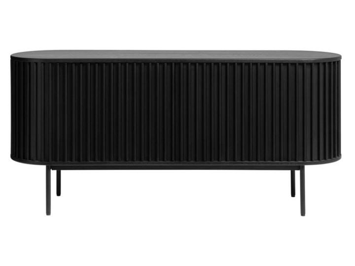 SELSEY Komoda szeroka Ovitties czarne lamele Kategoria Komody Drewno Głębokość 45 cm Z szafkami i szufladami Szerokość 160 cm Wysokość 73 cm Pomieszczenie Salon