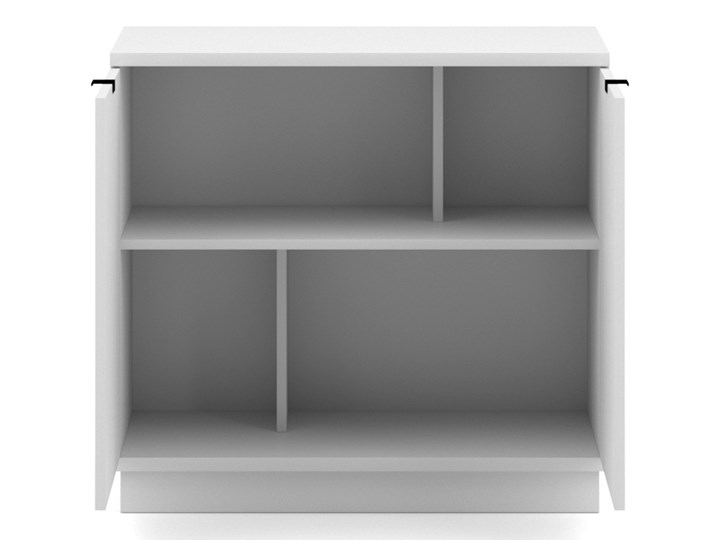 Biała szafka pokojowa Hofis niska Szerokość 80 cm Płyta MDF Wysokość 76 cm Pomieszczenie Salon Wysokość 70 cm Głębokość 40 cm Styl Nowoczesny