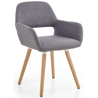 Krzesło tapicerowane z podłokietnikami szare K283 na drewnianych nogach
