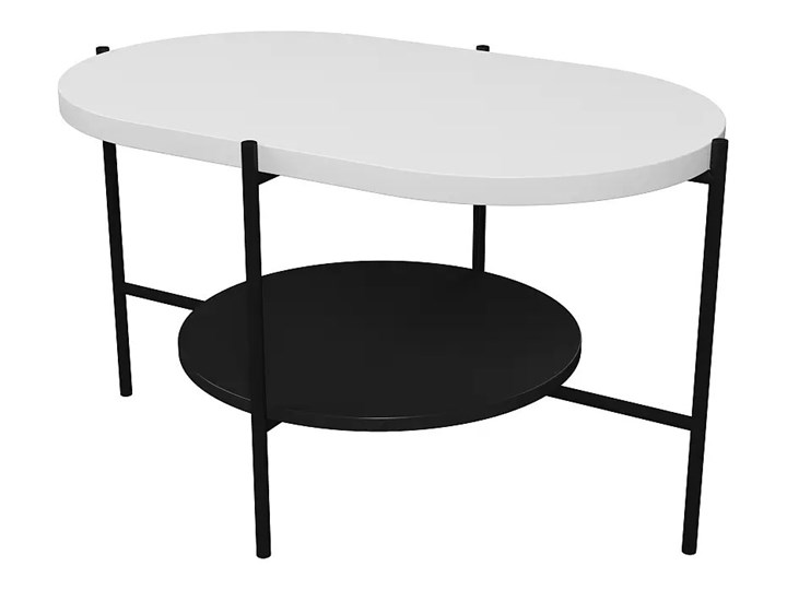 Nowoczesny stolik kawowy Dancan ARENA / czarna podstawa + biały i czarny blat Metal Wysokość 50 cm Zestaw stolików Styl Minimalistyczny