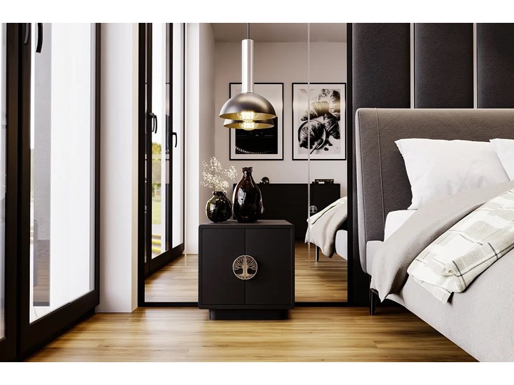 Czarna szafka nocna Dancan LOTTA Głębokość 35 cm Płyta laminowana Płyta MDF Szerokość 40 cm Wysokość 40 cm Drewno Metal Kategoria Szafki nocne