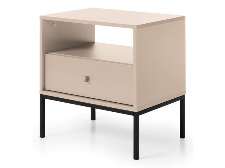 Stolik nocny MONO MS54 Beż piaskowy Głębokość 39 cm Szerokość 54 cm Płyta MDF Wysokość 56 cm Nocne Styl Nowoczesny