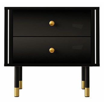 SELSEY Szafka nocna Artvin 55x40 cm czarna / czarny połysk z led