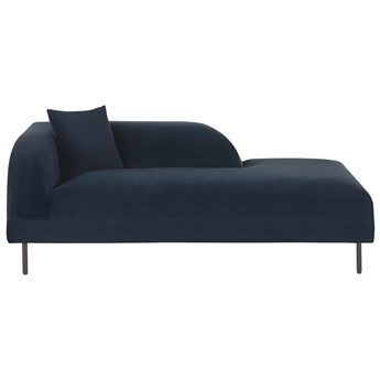 Beliani Szezlong ciemnoniebieski welurowy leżanka z poduszką lewostronna retro minimalistyczny