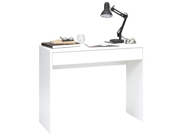 FMD Biurko z szeroką szufladą, 100 x 40 x 80 cm, białe Szerokość 100 cm Płyta MDF Biurko konsola Głębokość 40 cm Styl Nowoczesny