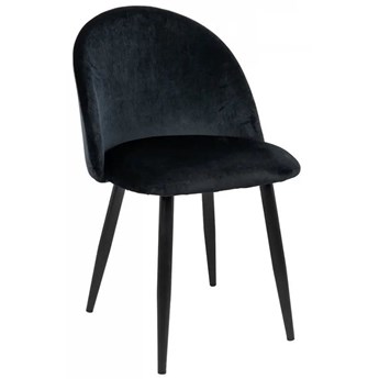 Krzesło czarne welur NICOLE na czarnych nogach