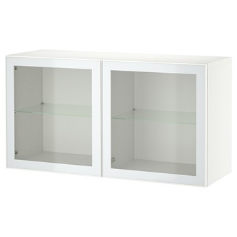 IKEA BESTÅ Kombinacja szafek ściennych, Biały/Glassvik szkło bezbarwne, 120x42x64 cm