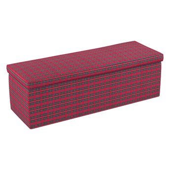 Skrzynia tapicerowana, czerwona kratka, 90 × 40 × 40 cm, Bristol