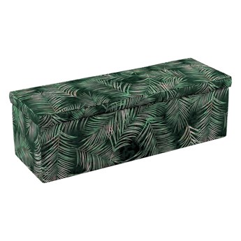 Skrzynia tapicerowana, zielony w liście, 90 × 40 × 40 cm, Velvet