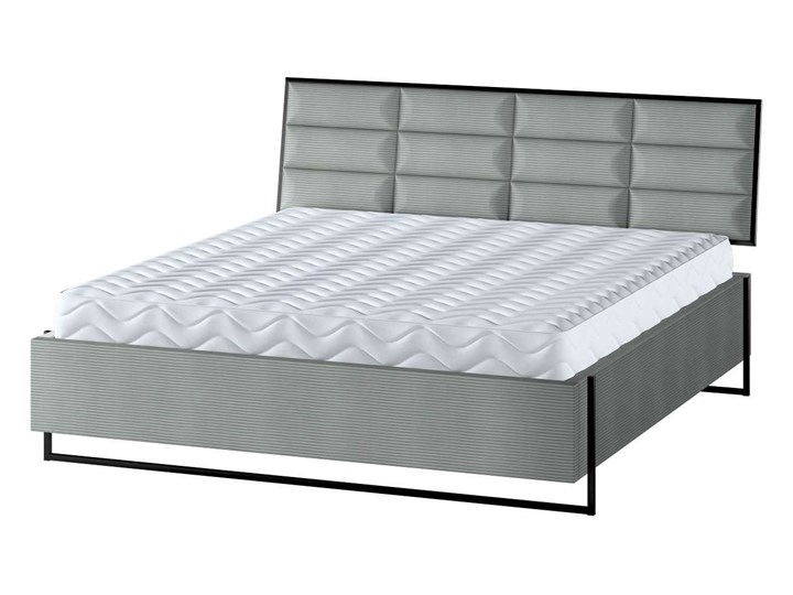 Łóżko Soft Loft, szara mięta - sztruks, 140 cm, Tkaniny tapicerskie - łóżka Tkanina Drewno Łóżko tapicerowane Styl Industrialny