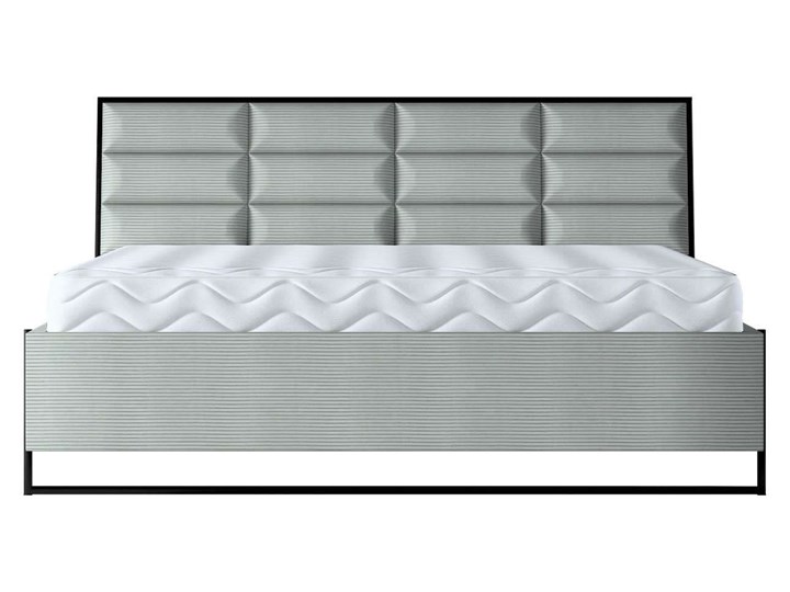 Łóżko Soft Loft, szara mięta - sztruks, 140 cm, Tkaniny tapicerskie - łóżka Drewno Tkanina Łóżko tapicerowane Styl Industrialny