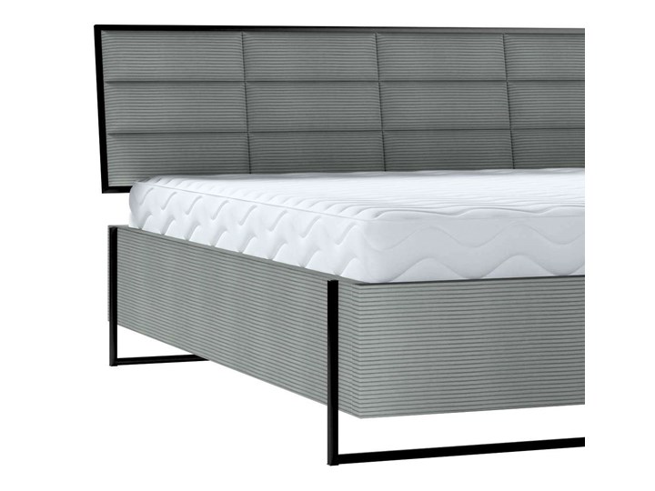 Łóżko Soft Loft, szara mięta - sztruks, 140 cm, Tkaniny tapicerskie - łóżka Drewno Łóżko tapicerowane Tkanina Styl Industrialny