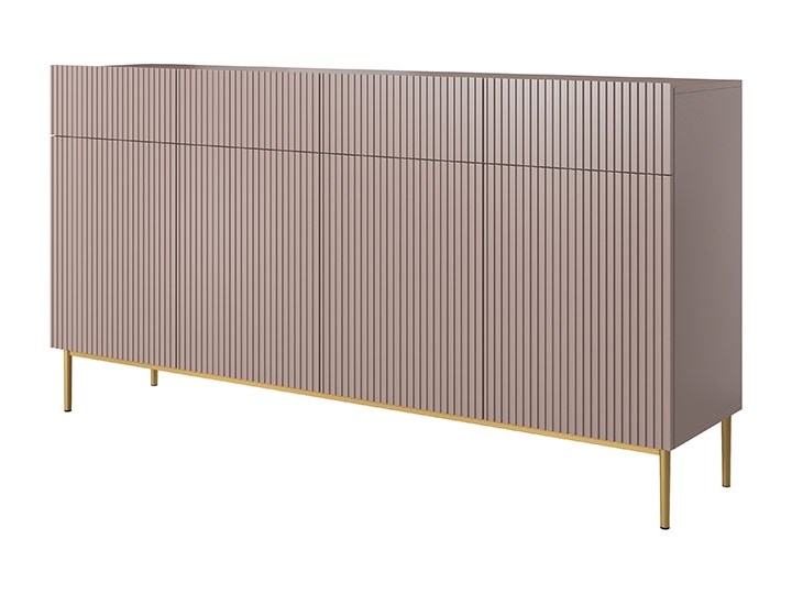 BOGART. Komoda Nicole 200 cm z czterema szufladami antyczny róż MDF / złote nóżki
