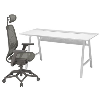 IKEA UTESPELARE / STYRSPEL Biurko gamingowe i krzesło, Szary
