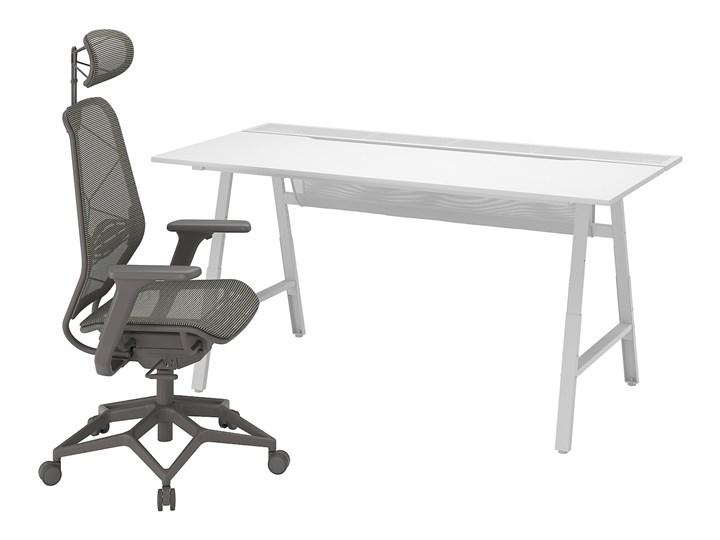 IKEA UTESPELARE / STYRSPEL Biurko gamingowe i krzesło, Szary
