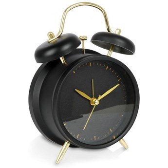 Zegarek budzik analogowy metalowy czarny złoty retro kod: O-569423