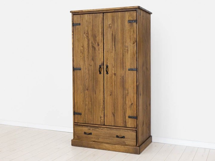 Szafa drewniana dwudrzwiowa Rustyk Stal Wysokość 190 cm Głębokość 60 cm Drewno Szerokość 105 cm Metal Pomieszczenie Garderoba