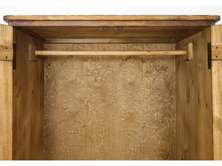 Szafa drewniana dwudrzwiowa Rustyk Stal Pomieszczenie Przedpokój Głębokość 60 cm Wysokość 190 cm Szerokość 105 cm Drewno Metal Pomieszczenie Garderoba