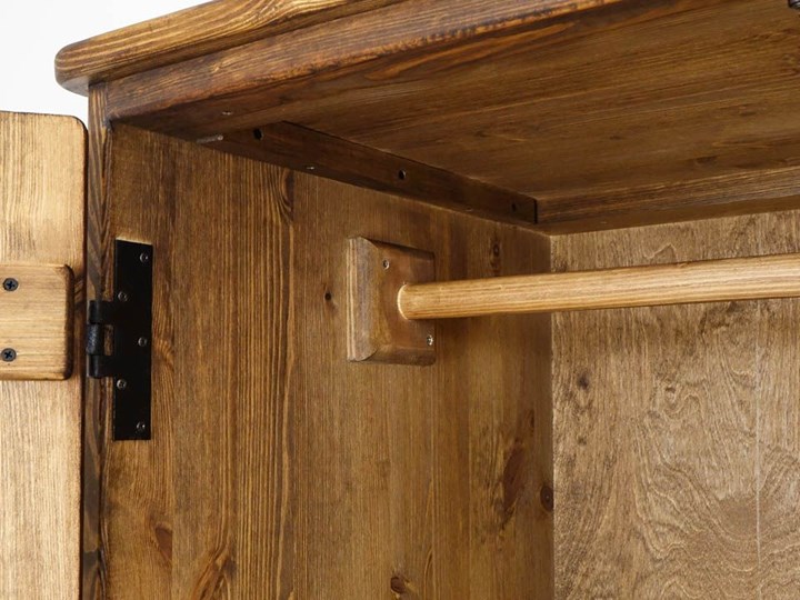 Szafa drewniana dwudrzwiowa Rustyk Stal Drewno Metal Głębokość 60 cm Wysokość 190 cm Szerokość 105 cm Ilość drzwi Dwudrzwiowe