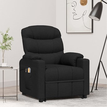 vidaXL Podnoszony fotel masujący, elektryczny, czarny, tkanina