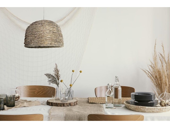 Lampa wisząca Rotan tkany naturalny 54 Lampa z kloszem Wiklina Metal Lampa z abażurem Kategoria Lampy wiszące