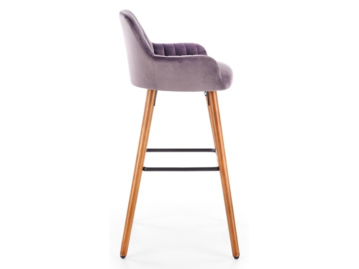 Hoker tapicerowany krzesło barowe H93 nogi drewniane - orzech, tapicerka - ciemny popiel Drewno Tkanina Pomieszczenie Kuchnia