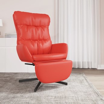 vidaXL Fotel z podnóżkiem, czerwony, obity sztuczną skórą