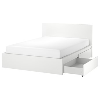 IKEA MALM Rama łóżka z 4 pojemnikami, Biały, 160x200 cm