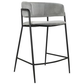 Hoker, krzesło barowe Evia 65 cm szare na czarnych nogach