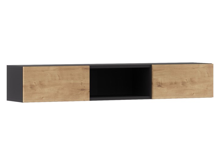 SELSEY Szafka wisząca Jammad 120 cm czarna / dąb artisan Drewno Wiszące Płyta MDF Kolor Czarny Płyta meblowa Płyta laminowana Styl Minimalistyczny
