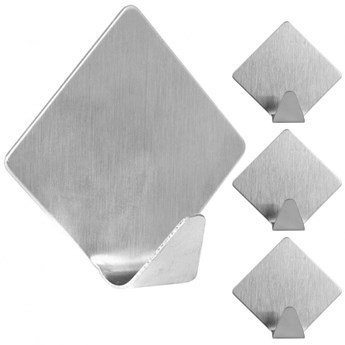 Wieszak samoprzylepny na ręcznik ścierkę / haczyk stalowy romb 4 szt. 5x5 cm kod: O-569418-W2