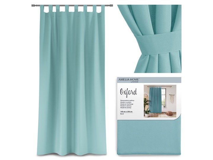 Zasłona OXFORD na szelkach niebieski 140x250 cm - Homla Zasłona zaciemniająca Kolor Turkusowy