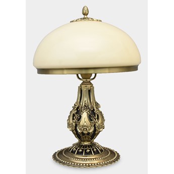 Lampa w Stylu Art Deco Mosiężna Złota Bogato Zdobiona Kremowy Klosz