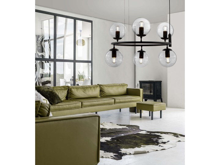 LAMPA WISZĄCA CZARNA NOWOCZESNA CEREDO W6 LUMINA DECO Lampa inspirowana Lampa z abażurem Lampa z kloszem Metal Szkło Kolor Czarny